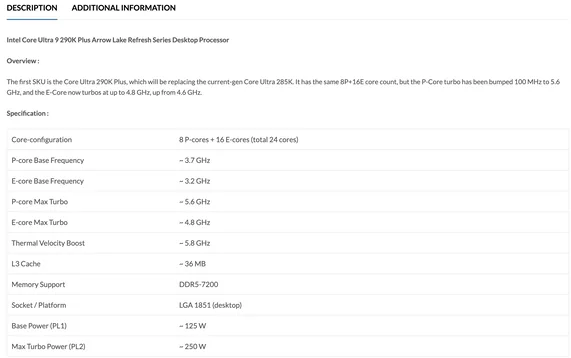 Intel酷睿Ultra 9 290K/270K Plus桌面CPU齐现身！频率更高、核心更多