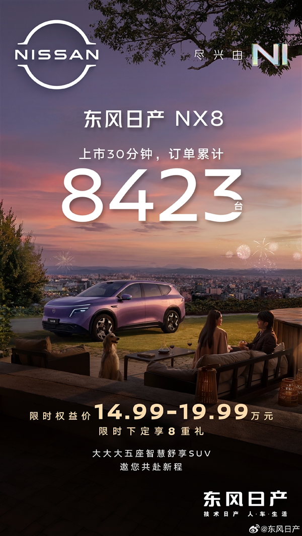 发布会15分钟出价格效果显著!东风日产NX8半小时订单超8400台