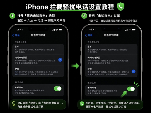 iPhone如何拦截陌生电话？一个设置直接拦住骚扰电话
