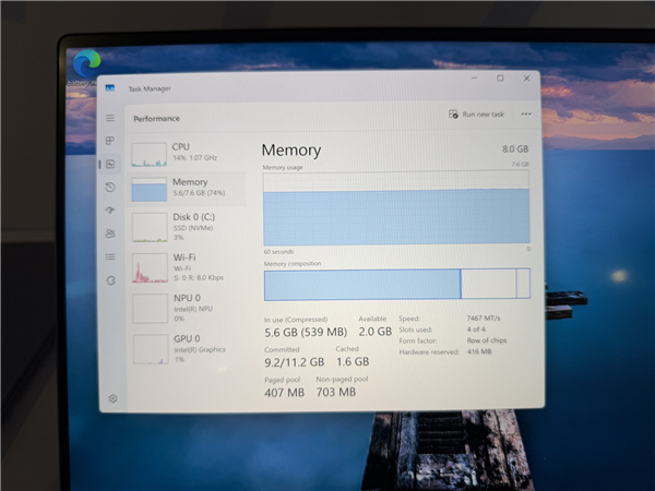 Win11 8GB内存直接吃掉七成：被苹果系统碾压