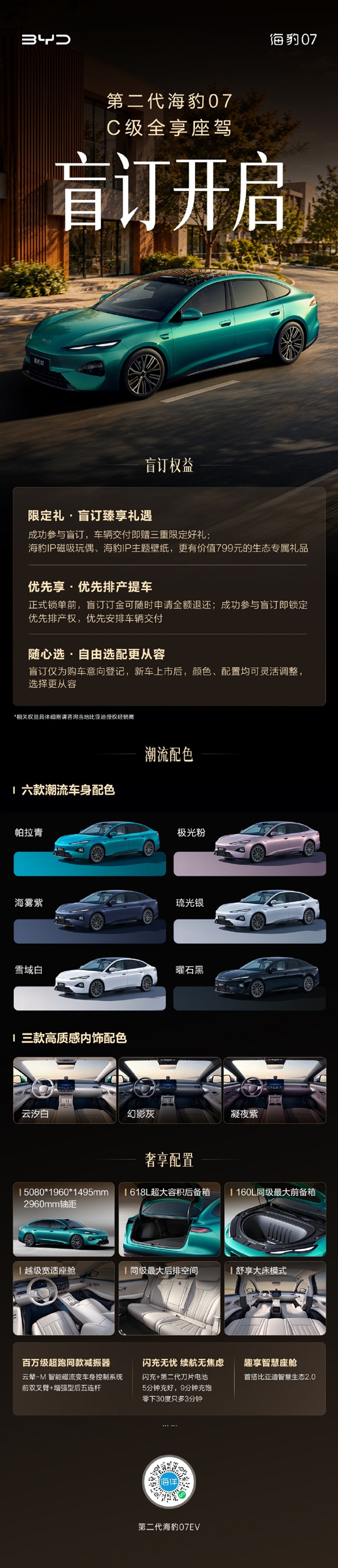 全新外观设计+超5米车长！比亚迪第二代海豹07开启盲订